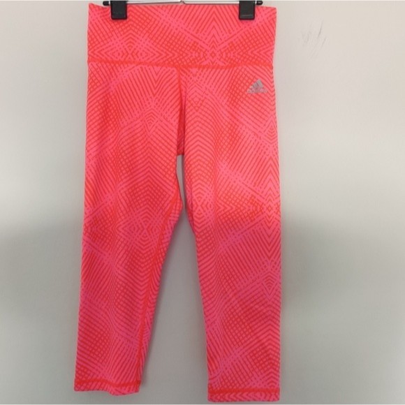 Adidas Climalite HiRise Compression Crop Legging  size S. Neon Pink - Picture 2 of 6